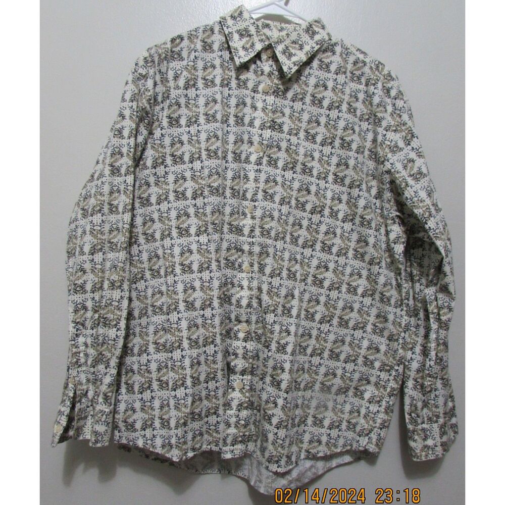RON JON SIZE XL MEN'S BUTTON-DOWN COLLARED SHIRT LIP AND LEAVES NOVELTY PRINT